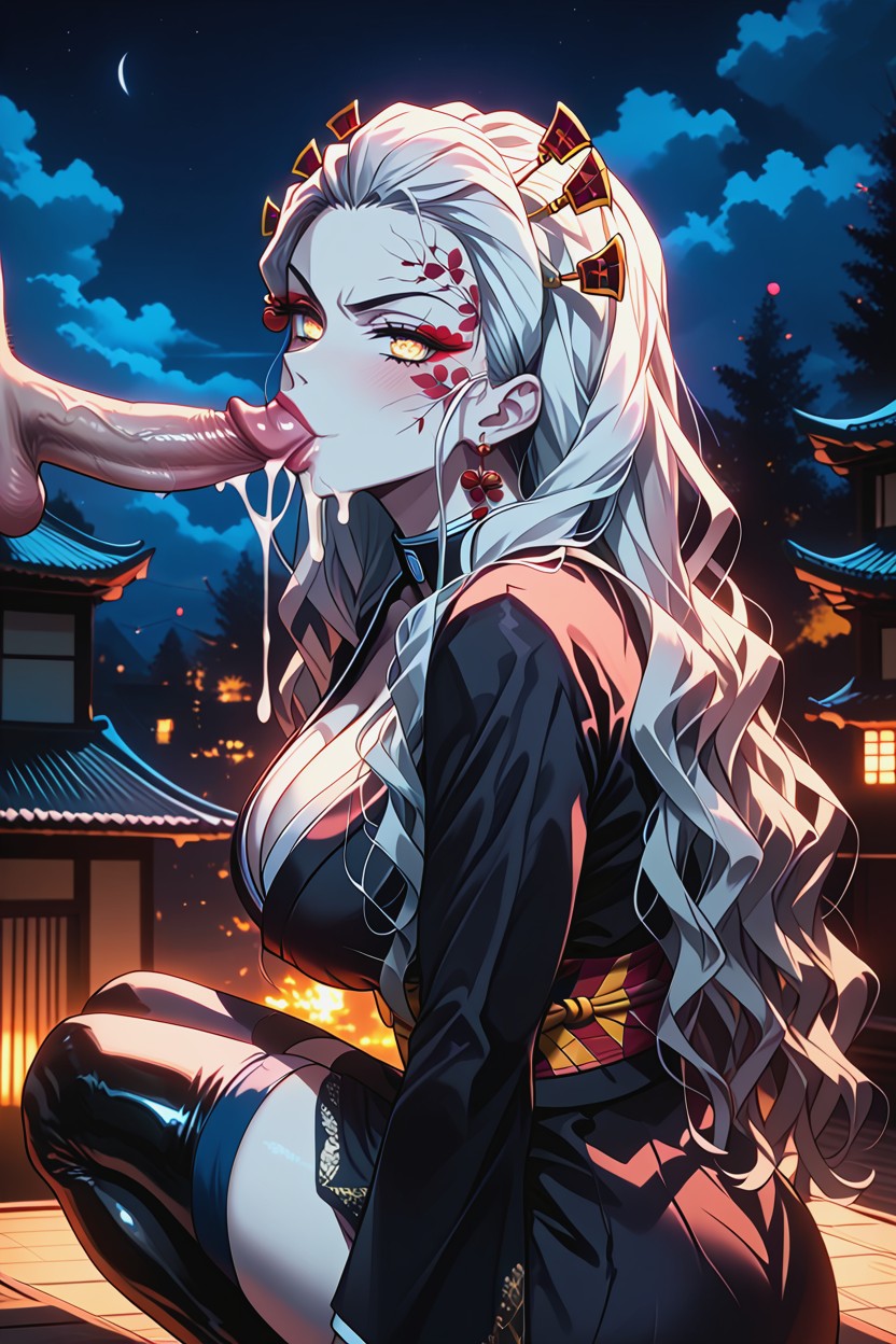 Yellow Eyes, Side View, Blowjob AI Porn
