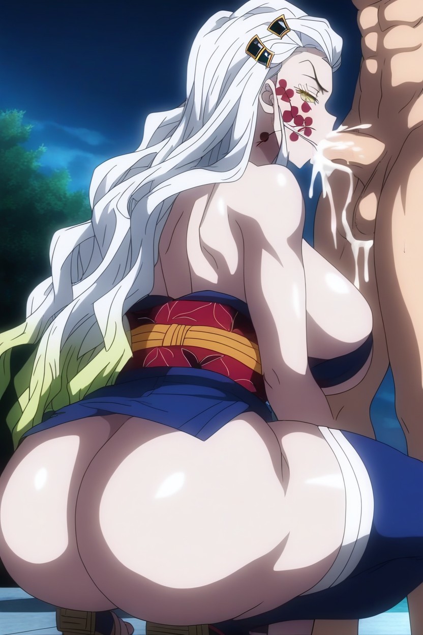 Femdom Larger Female, Japanese Clothes, Moonlit Sky AI Porn