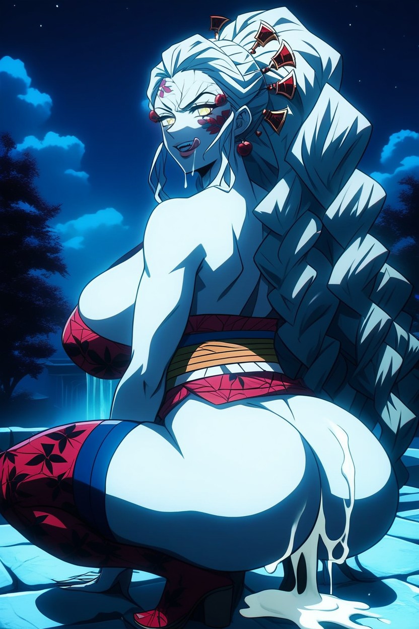 Daki From Kimetsu No Yaiba, Rear View, Evil Smirk AI Porn
