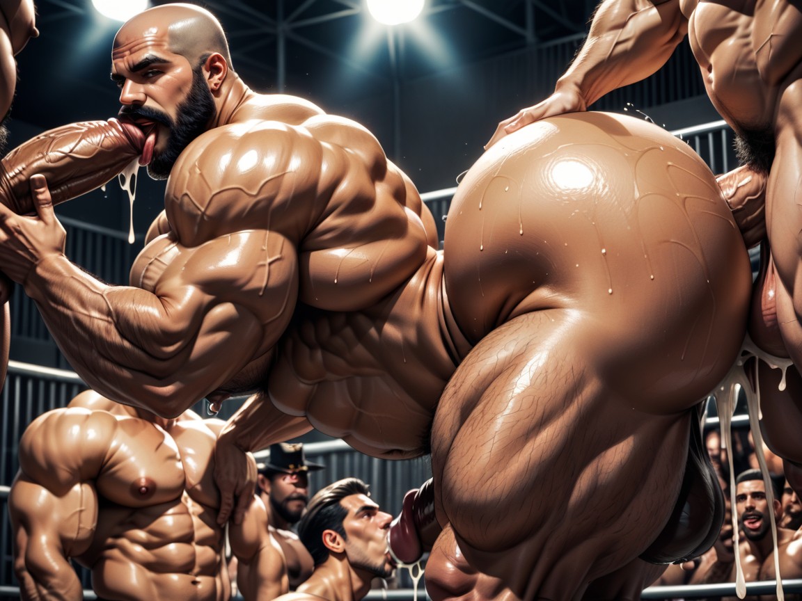Gay Gangbang, Huge Hyper Cocks Pushing Up Hyper Boobs, Oiled Skin AI Gay Porn