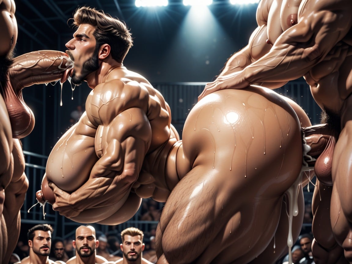 Massive Muscles, Lactating Boobs, Mouth Agape AI Gay Porn