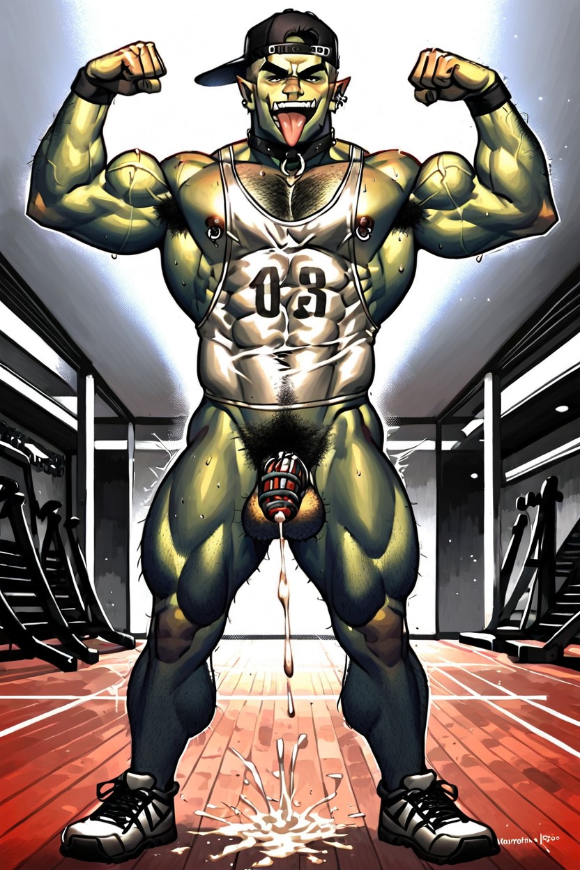 Gym, Flexing, Covered In Cum AI Gay Porn