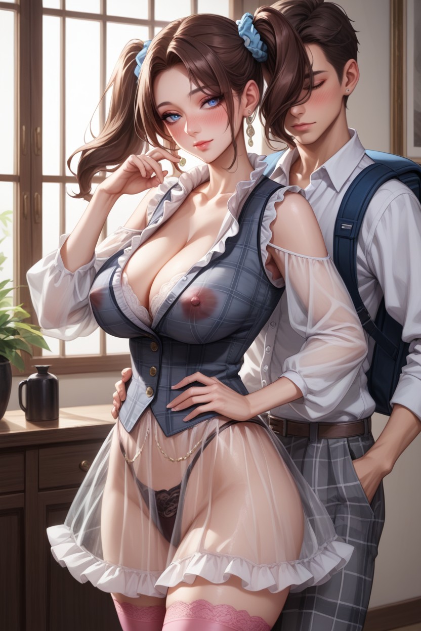 Pink Thigh Highs, Buttons, Collarbone Hentai AI Porn