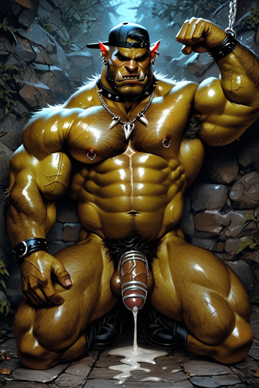 Black Hair, Belly Growth, Big Orc Cock AI Gay Porn