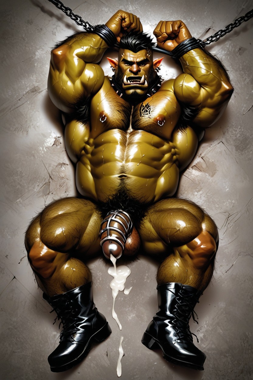 Backwards Hat, Covered In Cum, Big Orc Cock AI Gay Porn
