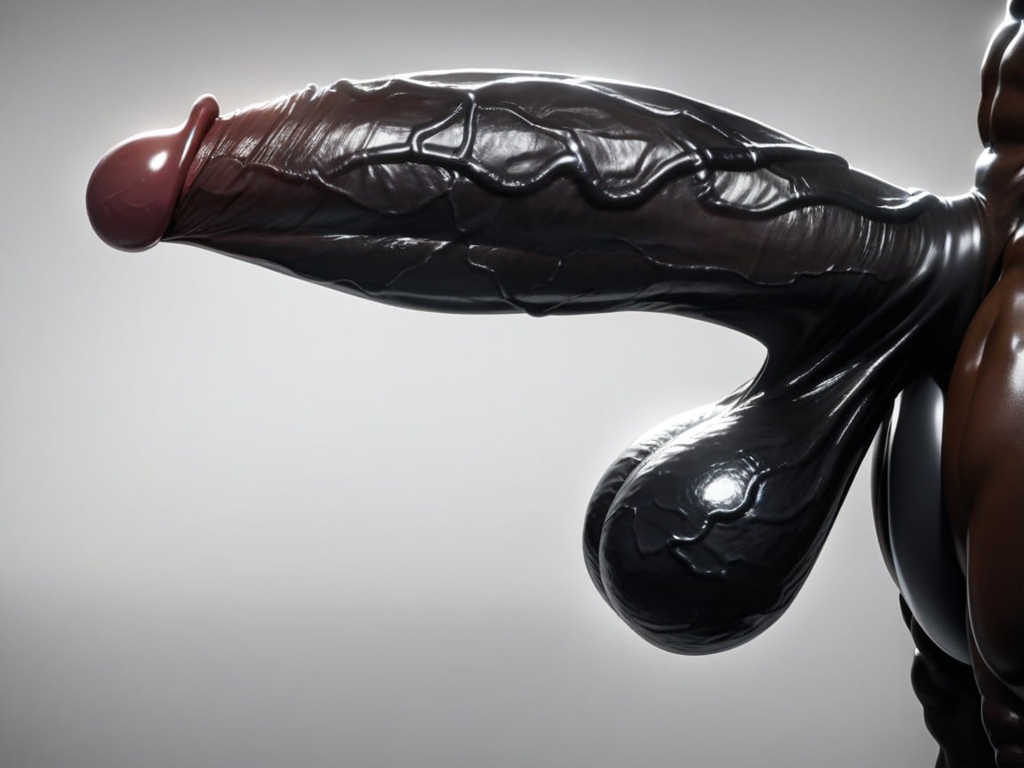 Gigantic Glans, Monster Cock, Enormous Delicious Erect Veiny Black Penis AI Porn