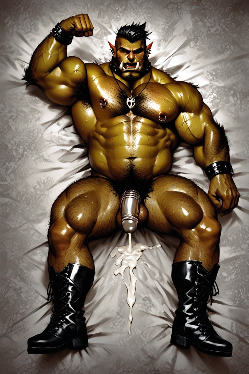 Tattoo, Werewolf, Black Hair AI Gay Porn