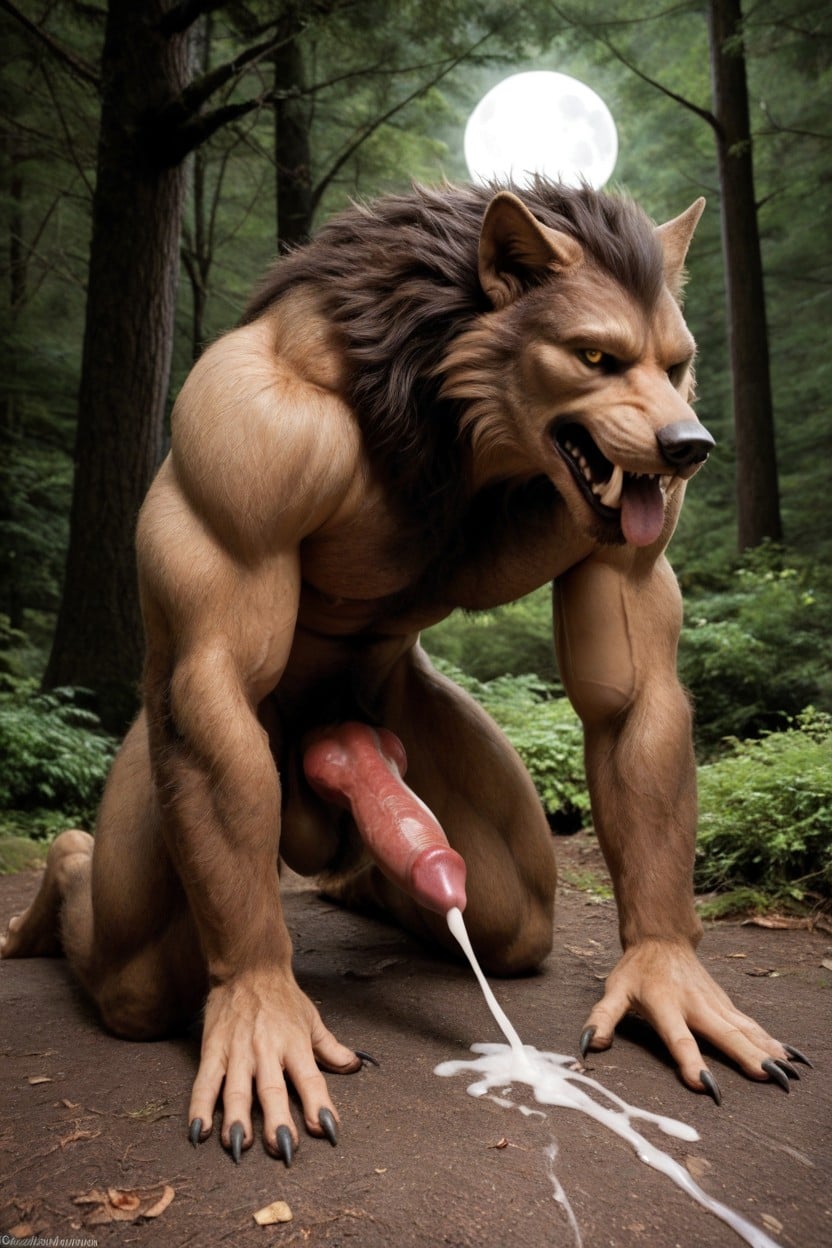 Werewolf Monster, Forest, Were Beast AI Gay Porn