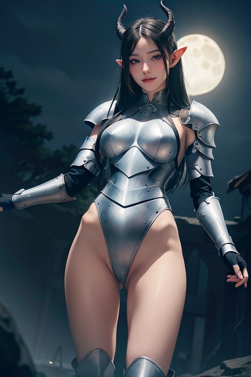 Red Eyes, Raining, Pale Moonlight AI Porn