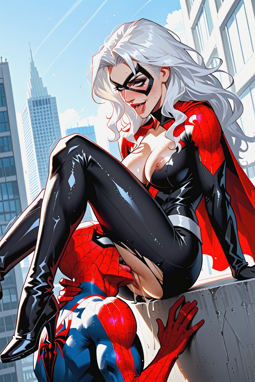 Front View, White Hair, Saliva Hentai AI Porn
