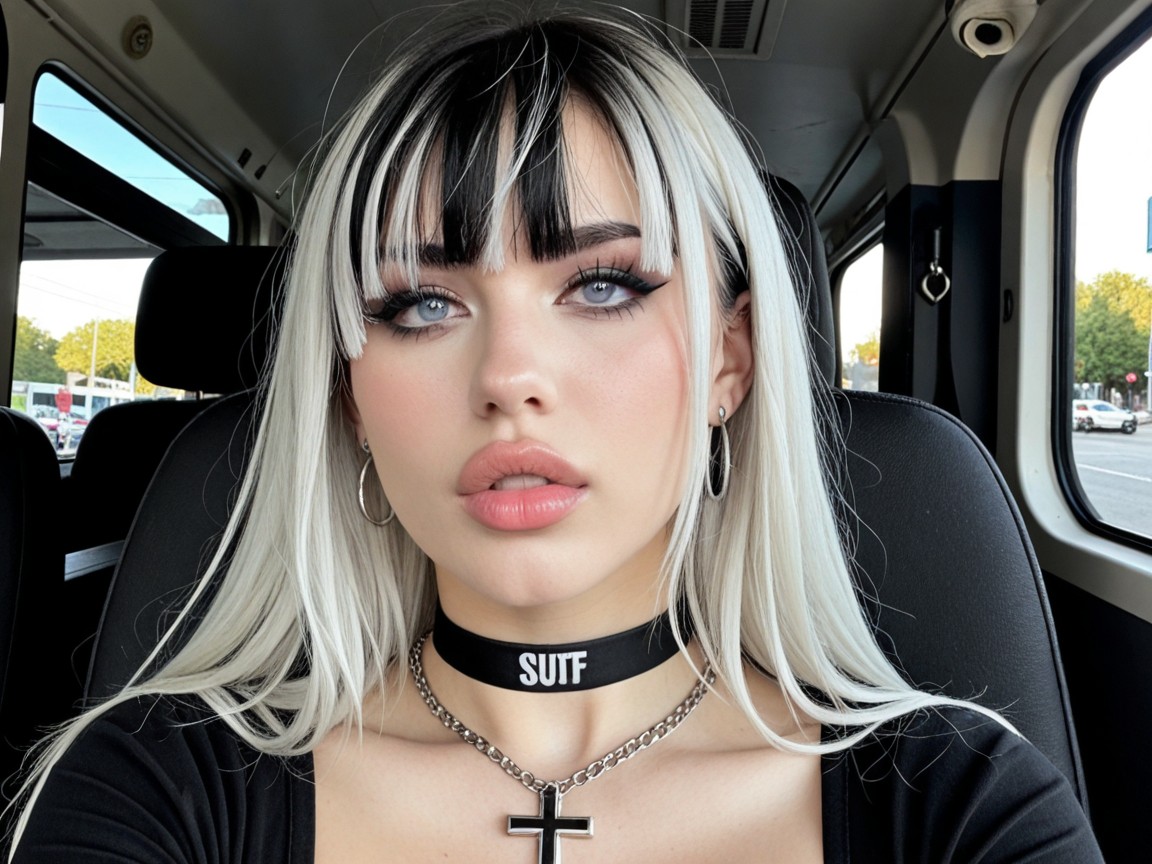 German Woman, Dark Eyeshadow, Ghost White Skin AI Porn