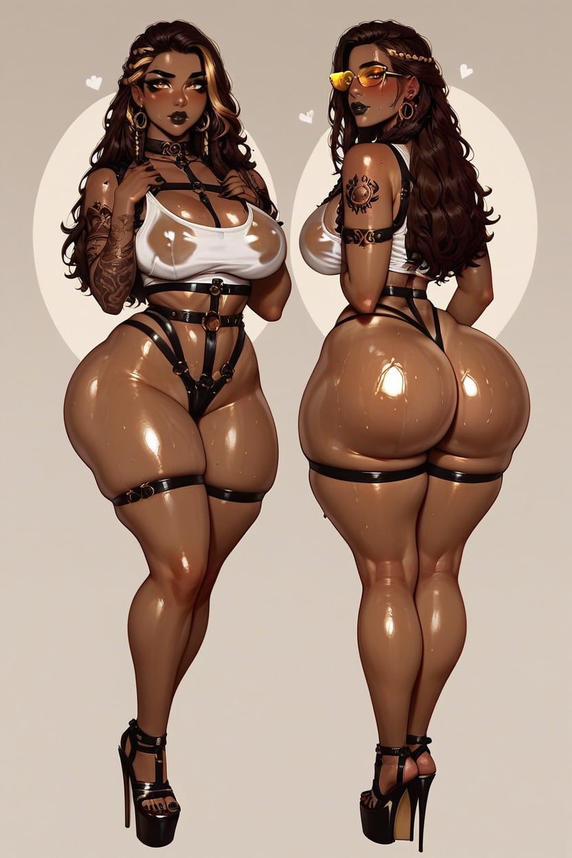 Tattoos, Large Hips, Body Harness Hentai AI Porn