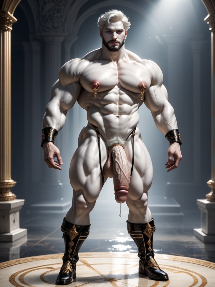 Big Muscles, Black Beard, Chalk White Skin AI Gay Porn