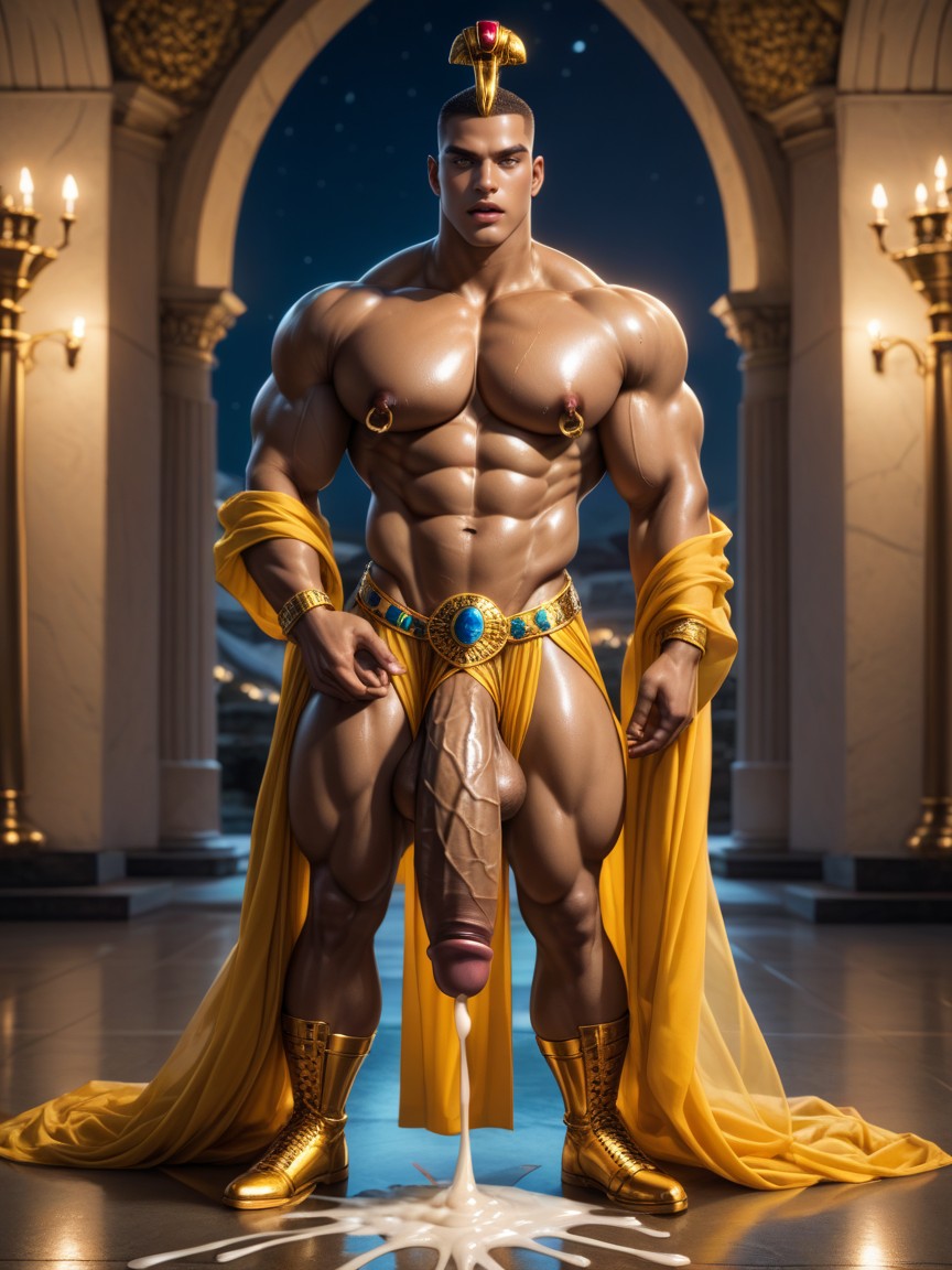 Male Macho Bodybuilder, Topless, Dynamic Pose AI Gay Porn