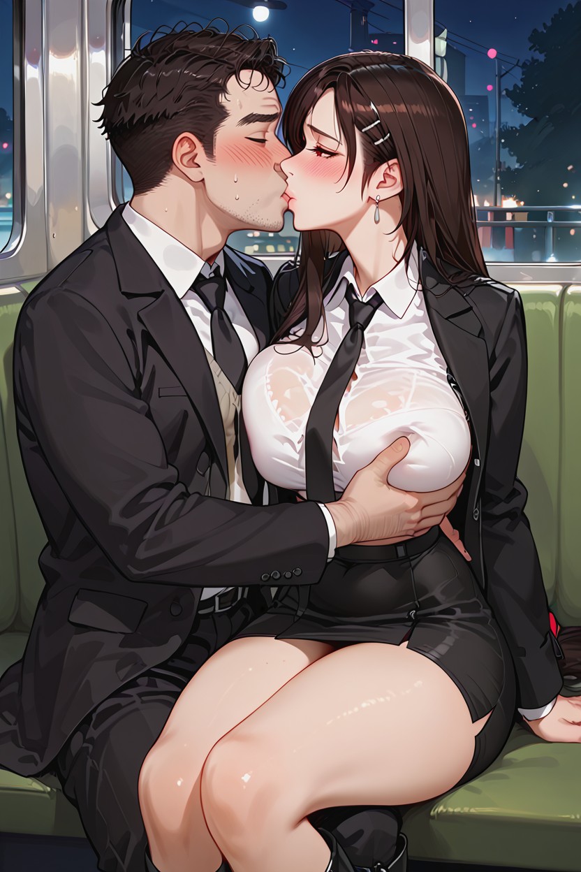 Pale Skin, 25+, A Man Looks Happy AI Porn