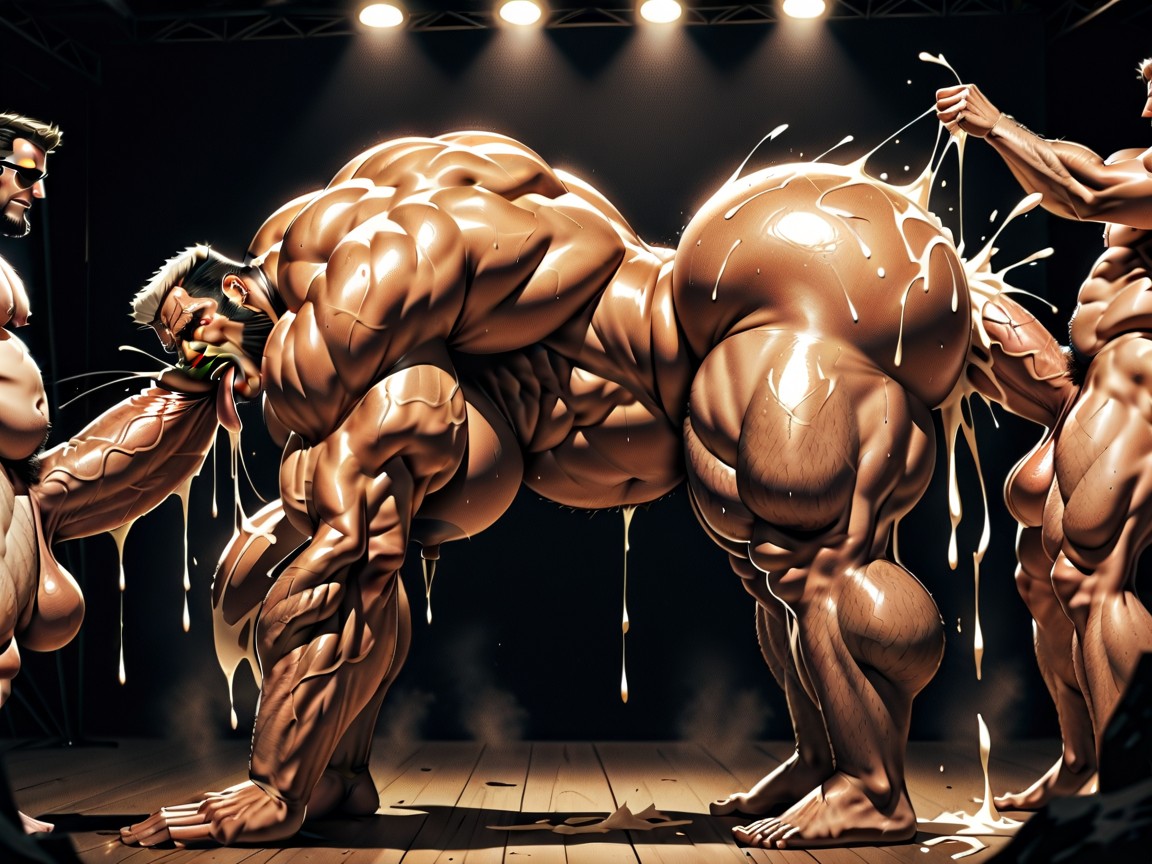 Sweaty, Impossibly Long Hyper Penis, Hyper Bulky AI Gay Porn