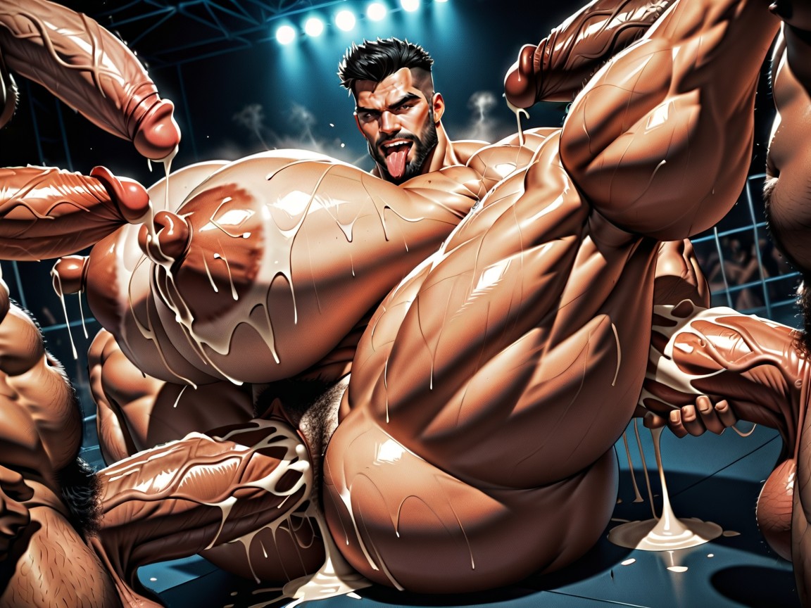 Tongue Out, Huge Hyper Nipples, Massive Ass AI Gay Porn