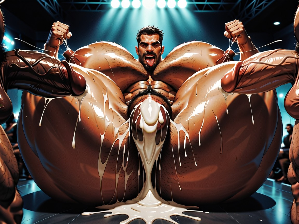 Hyper Bulky, Oiled Skin, Wide Angle AI Gay Porn