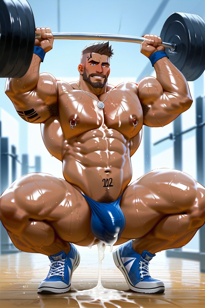 18+, Front Angle, Squatting Legs Open Wide AI Gay Porn
