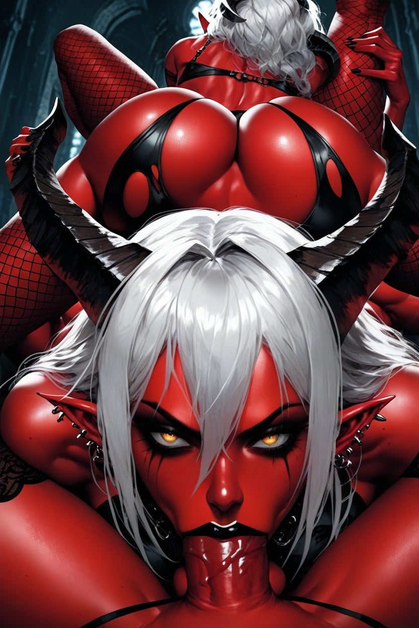 Dimly Lit, Stockings, Beautiful Succubus Shemale AI Porn