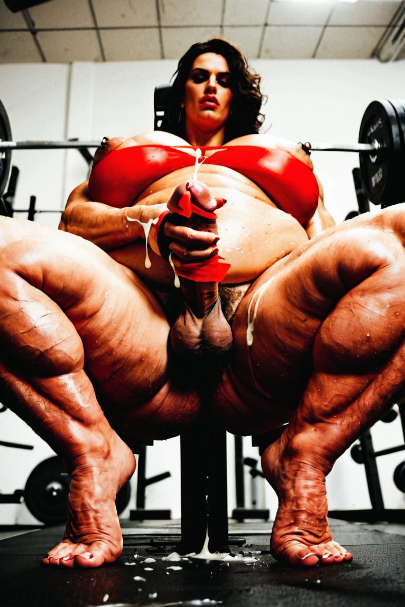 Veiny Feet, Muscular Arms, Gigantic Saggy Breast Shemale AI Porn