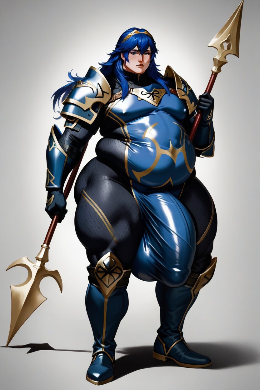 Plain Background, Hyper Thick Body, Effeminate Face AI Gay Porn