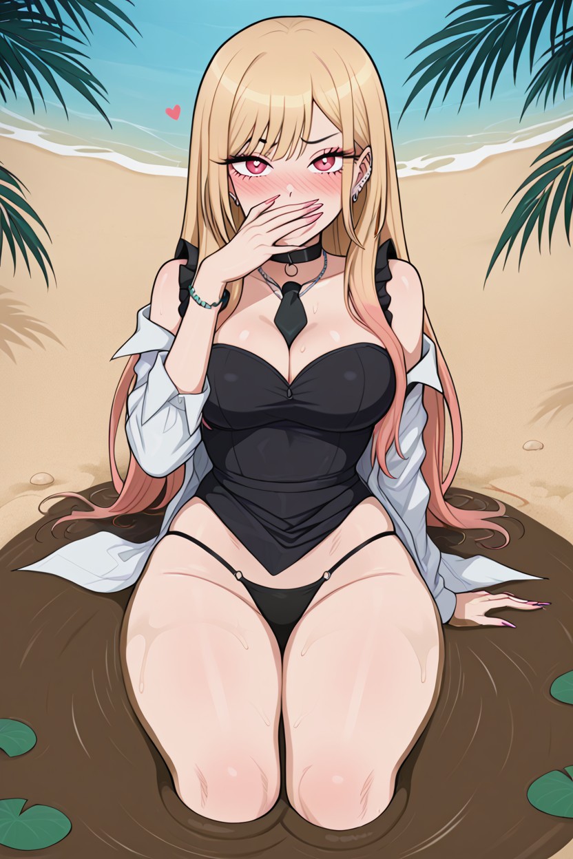 Thong Strap Visible, Modelando, Open Clothes Hentai IA
