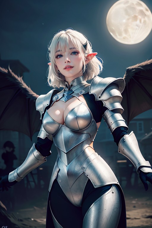 Red Eyes, Knight Armor, Hourglass Shaped Body AI Porn