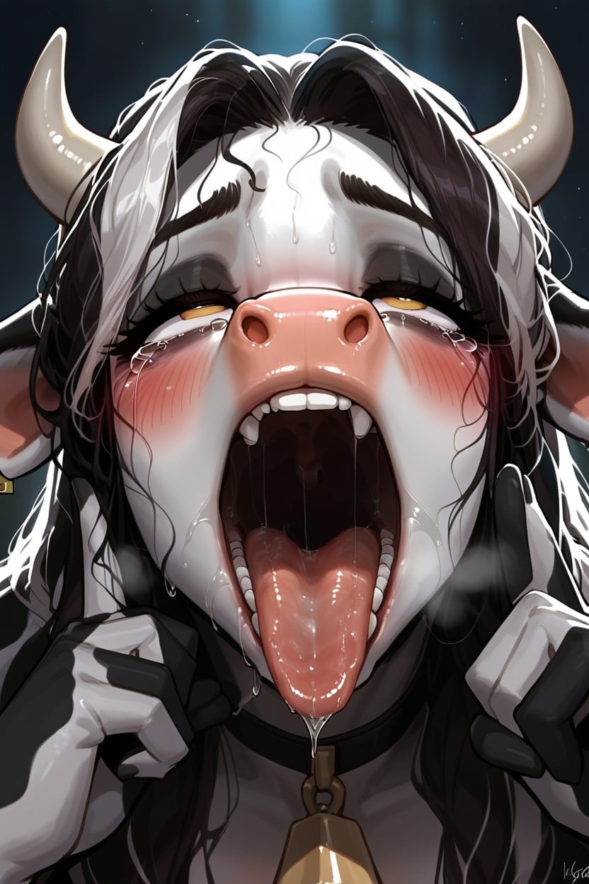 Fermer, Wide Open Mouth, Slightly Closed Eyes Porno IA Furry