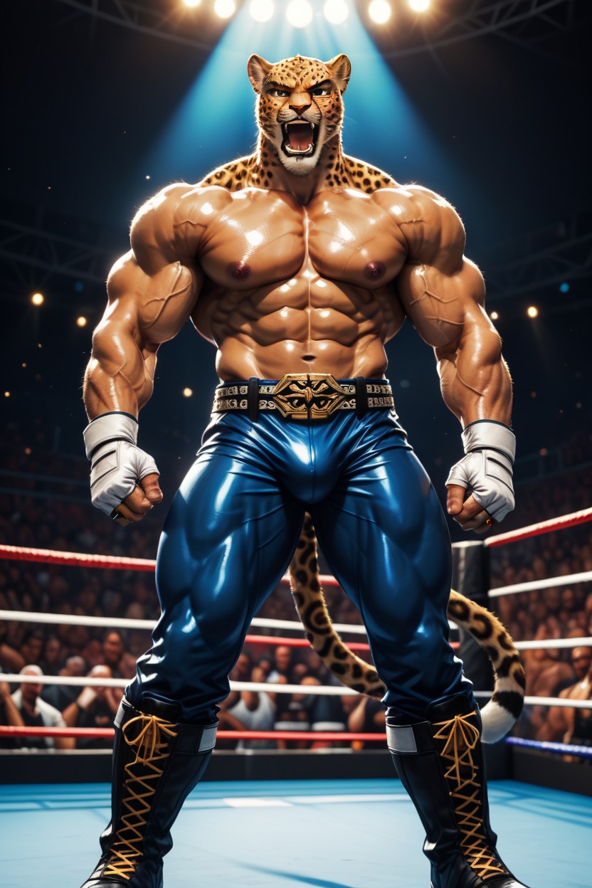 Jaguar Head, Open Mouth, Full Body AI Gay Porn