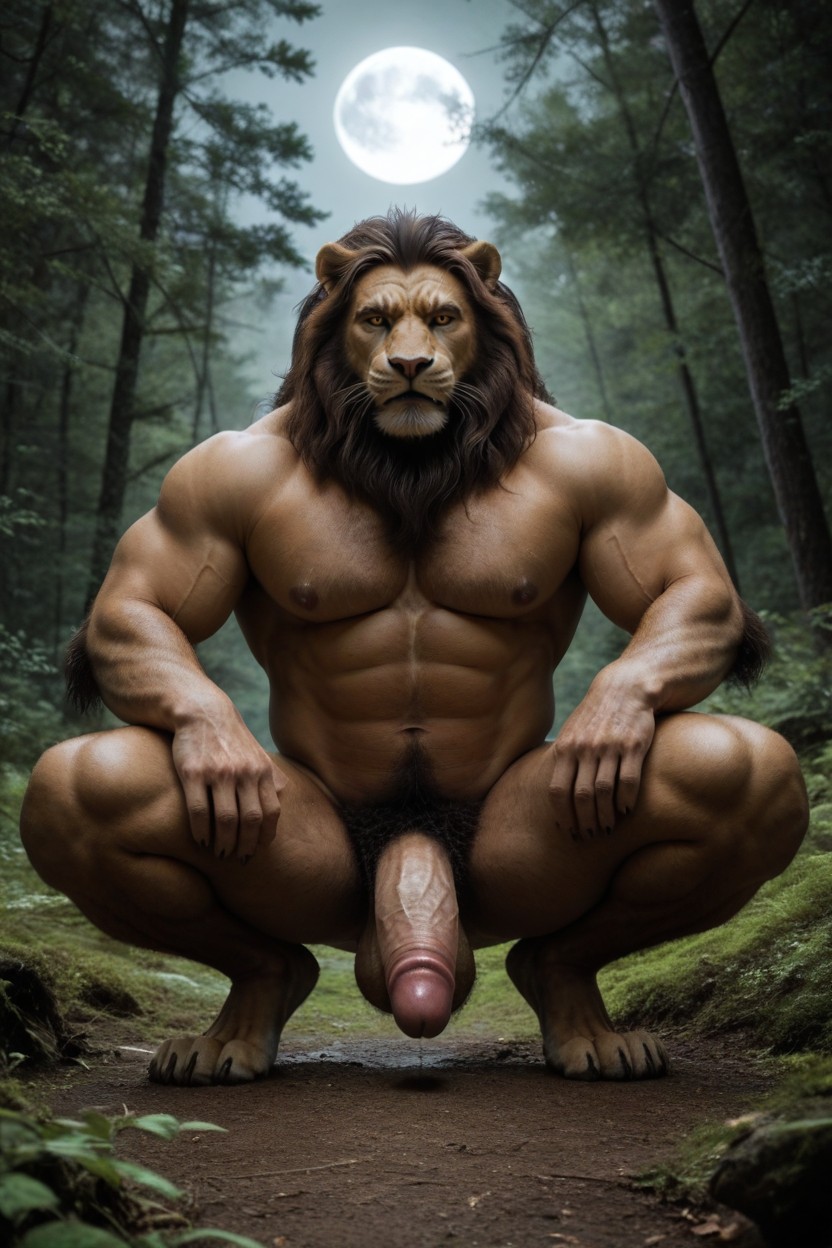 Forest, Massive, Squatting AI Gay Porn
