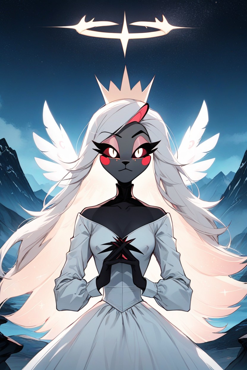 Full Body Dress, Glowing, White Hair Furry AI Porn