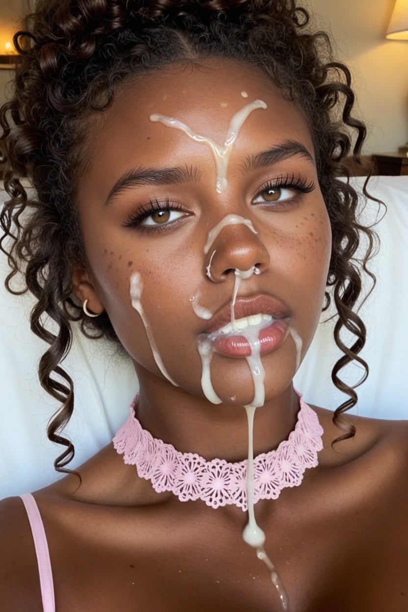 Hair Fringe, Stunningly Beautiful, Nose Full Of Dark Yellow Cum AI Porn