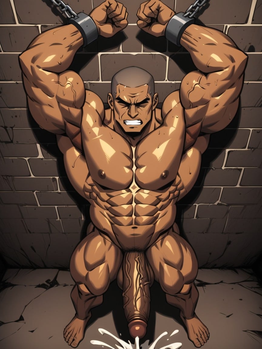 Pumped Up Physique, Full Body, Highly Detailed Cock AI Gay Porn