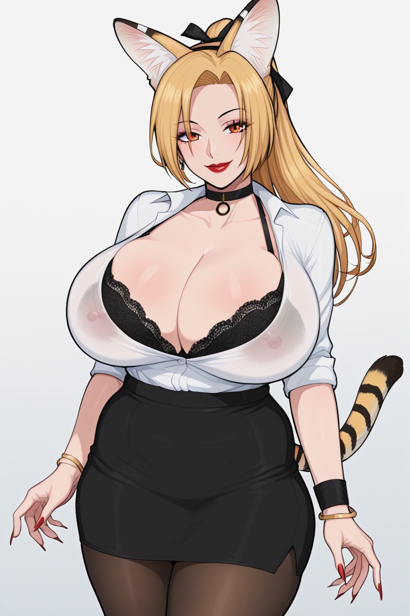 Mature Woman, White Shirt, Black Skirt Hentai AI Porn