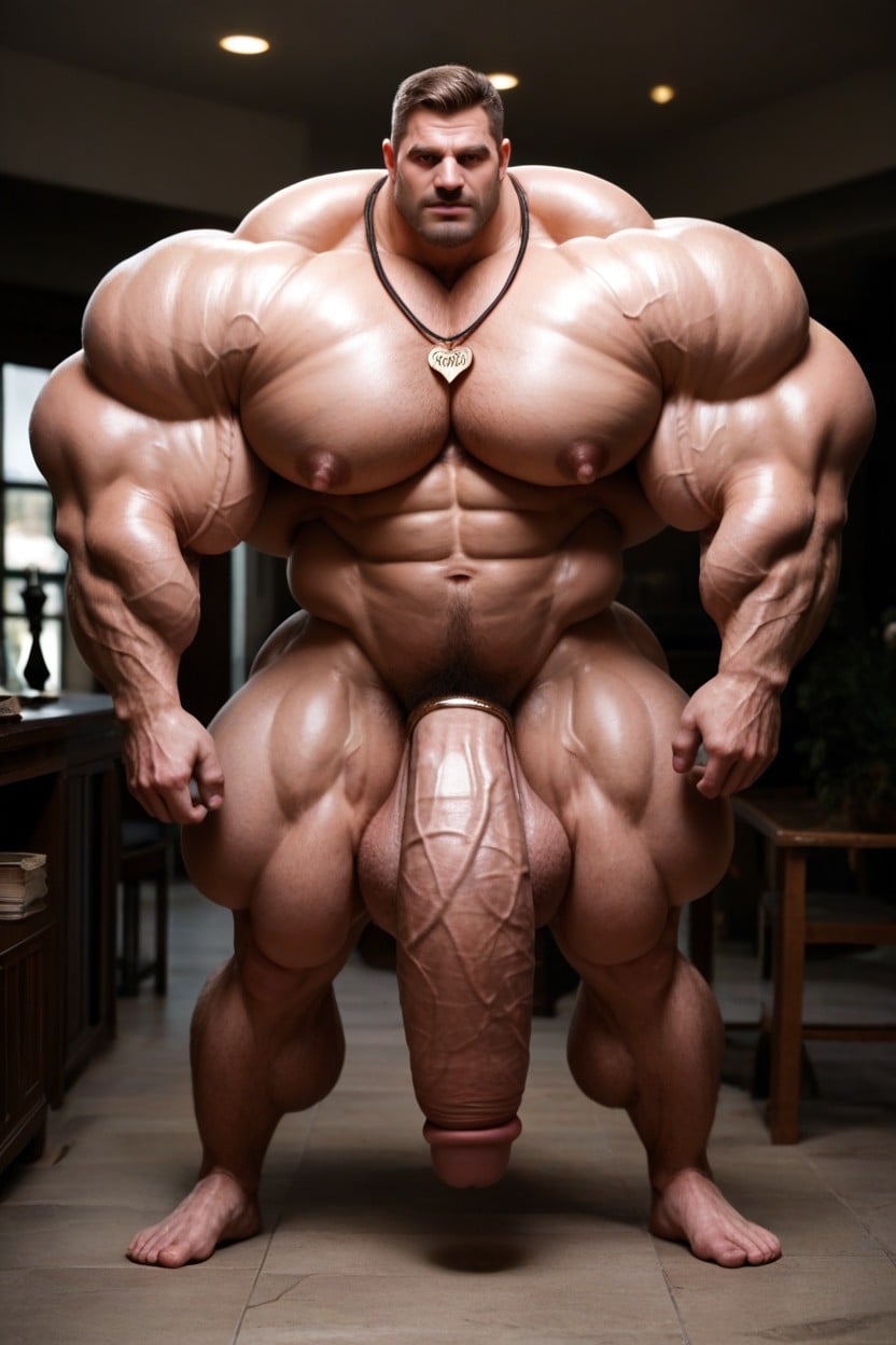 Chiseled Features, Cock Ring, Side View AI Gay Porn
