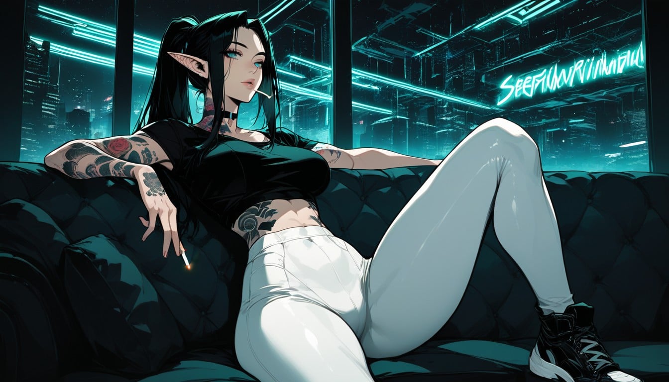 Gloss Lips, Best Illustration, One Leg Up Hentai AI Porn