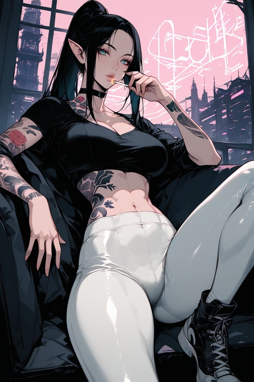Lean Muscle, Tattoos On Forearms, Rounded Breast Hentai AI Porn