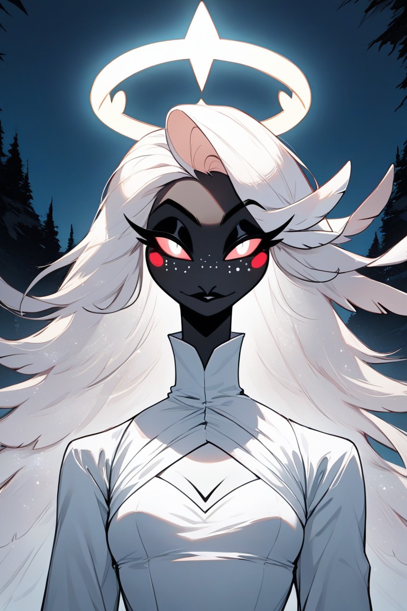 Glowing White Halo, Three Sets Of Wings, Black Skin Porno IA Furry