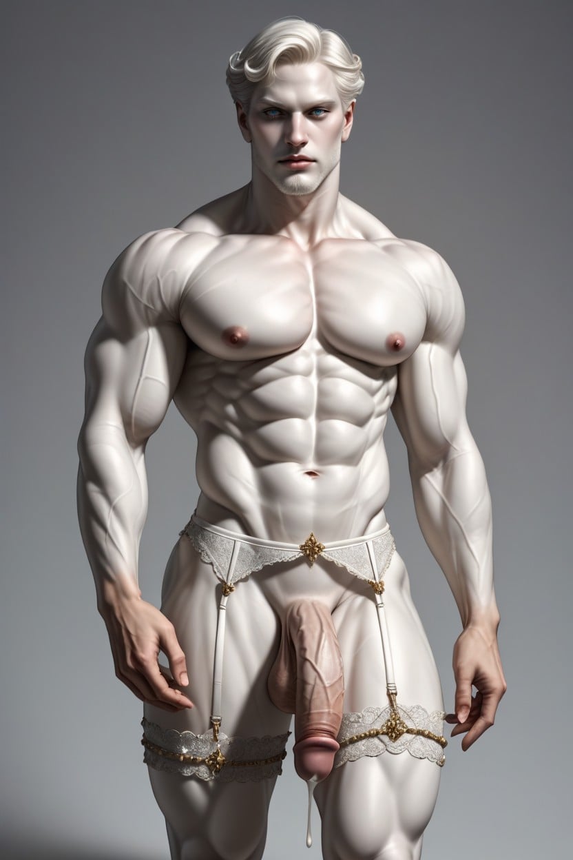 Unnaturally White Skin, Sumptuous And Ornate Decorations, Large Pecs AI Gay Porn