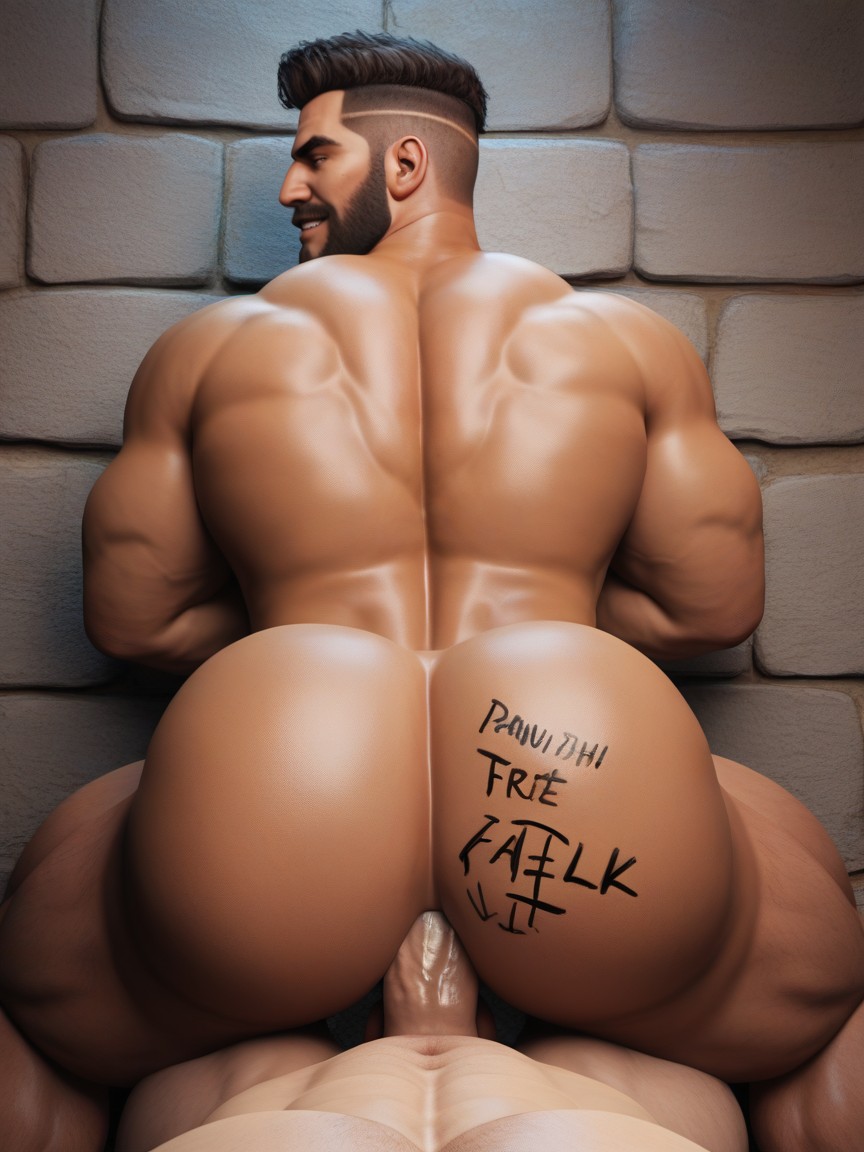 Body Writing, Body Writing On Ass Is A Detailed Drawing Of The Anal Walls Inviting The Dick Inside To Pleasure It, Dominant Bottom AI Gay Porn