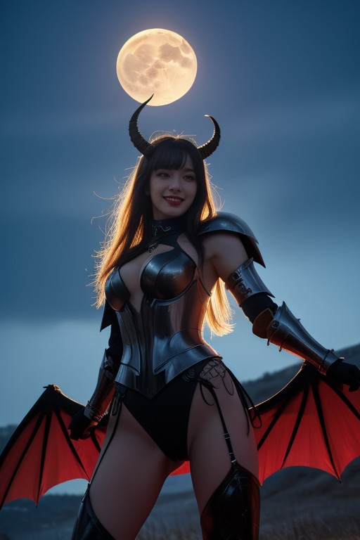 Black Hair, Succubus, Night AI Porn