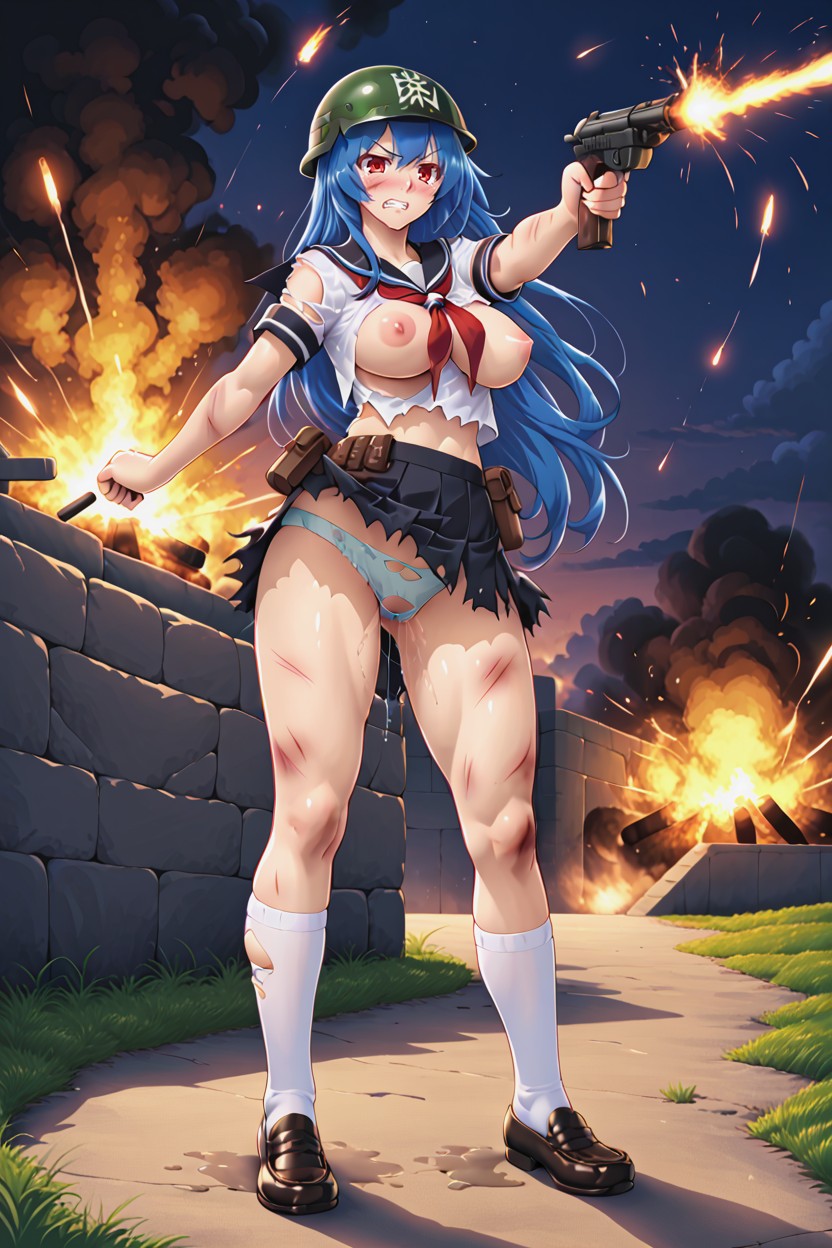 Excessive Scratch Marks, 18+, Ripped Skirt AI Porn