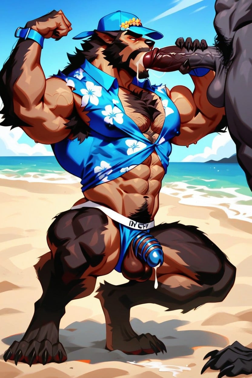 Muscular, Grinning, Blue Collar AI Gay Porn