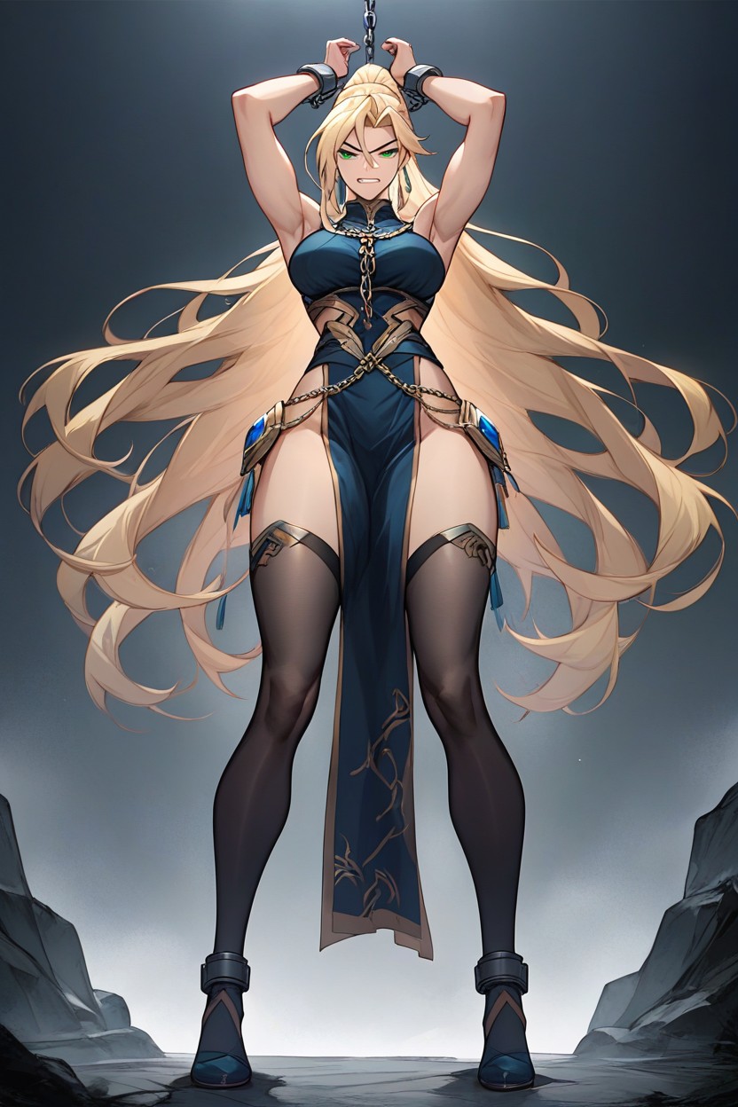 Woman, Green Eyes, Dark Background Hentai AI Porn