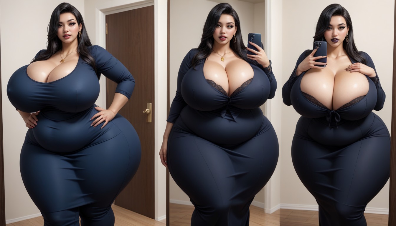 The Most Perfect Sexy Thick Plump Very Fat Asian American Woman, Thick Thighs, Most Hyper Ultra Mega Busty Woman Ever To Be Seen BBW AI Porn