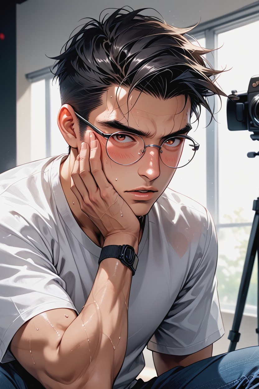 Male, Waist Shot, White Trainer Shoes Hentai AI Porn