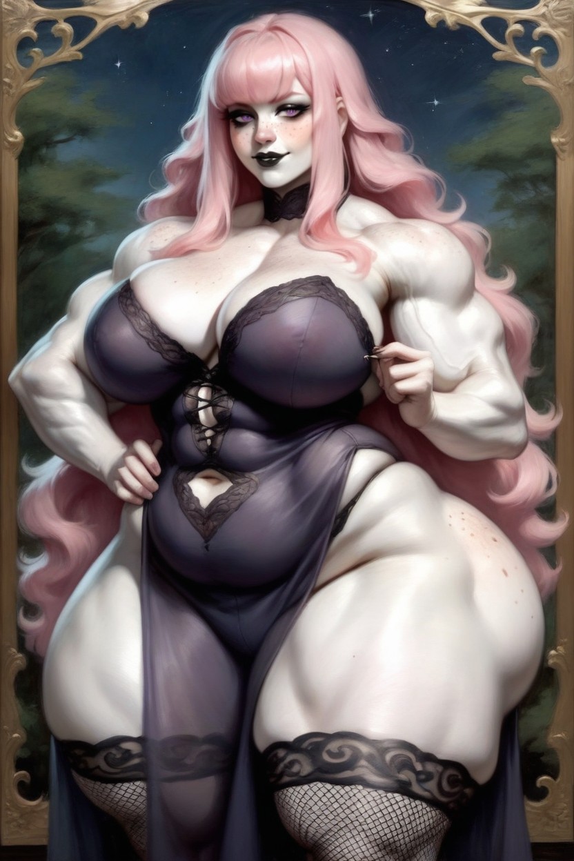 Extremely Large Ass, Large Breasts, Purple Eyes AI Porn