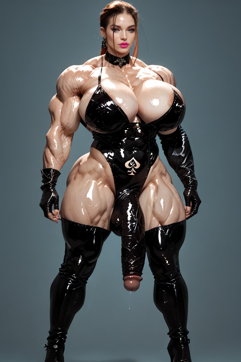 Hyper Massive Muscles Woman, Toned, Face Detailed Shemale AI Porn