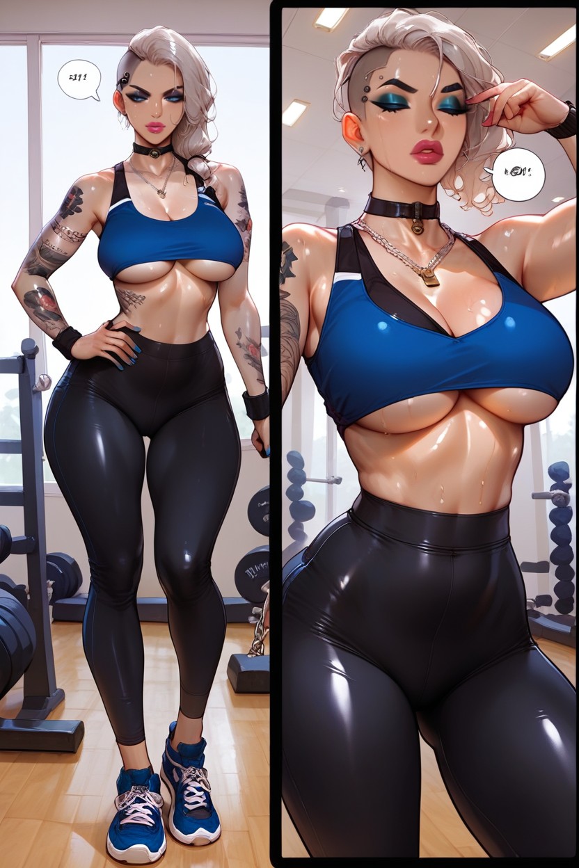 Gym, Blue Sneakers, Tall Woman AI Porn